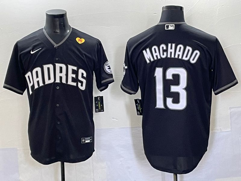 Men 2025 San Diego Padres #13 Machado Black Game Nike MLB Jersey style 7037